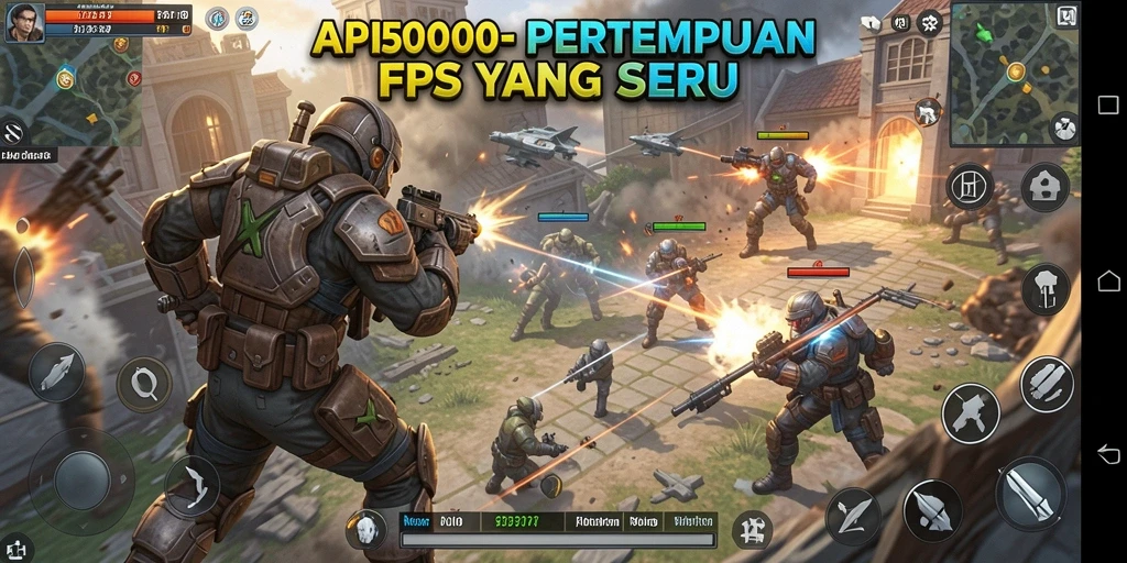 Screenshot gameplay API5000 menampilkan aksi tembak-menembak yang intens.