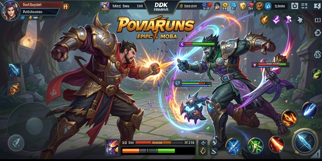 Tangkapan layar menunjukkan aksi seru gameplay di DKK MOBA.