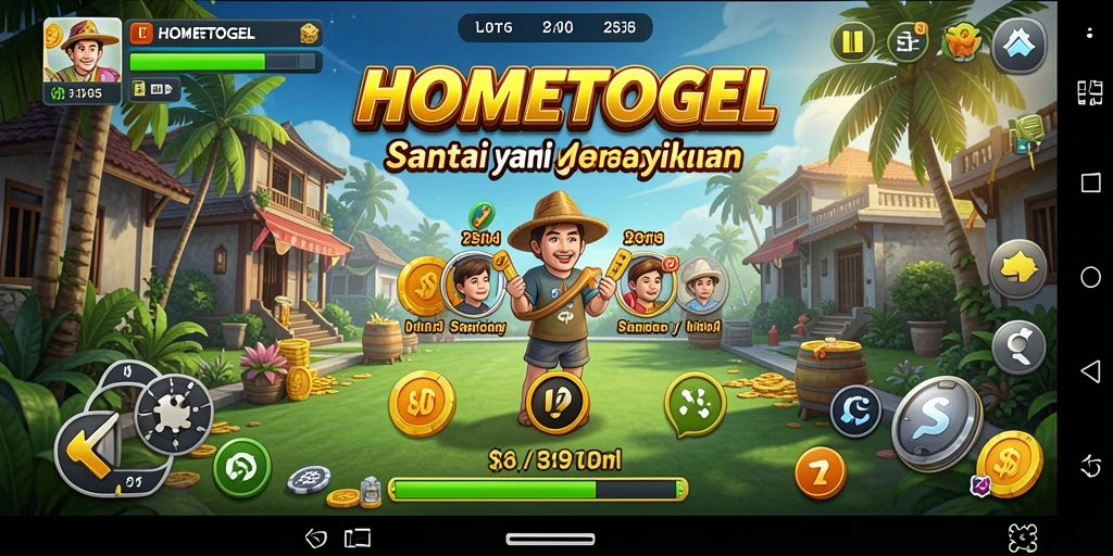 Tampilan gameplay HOMETOGEL yang menghibur dan santai.