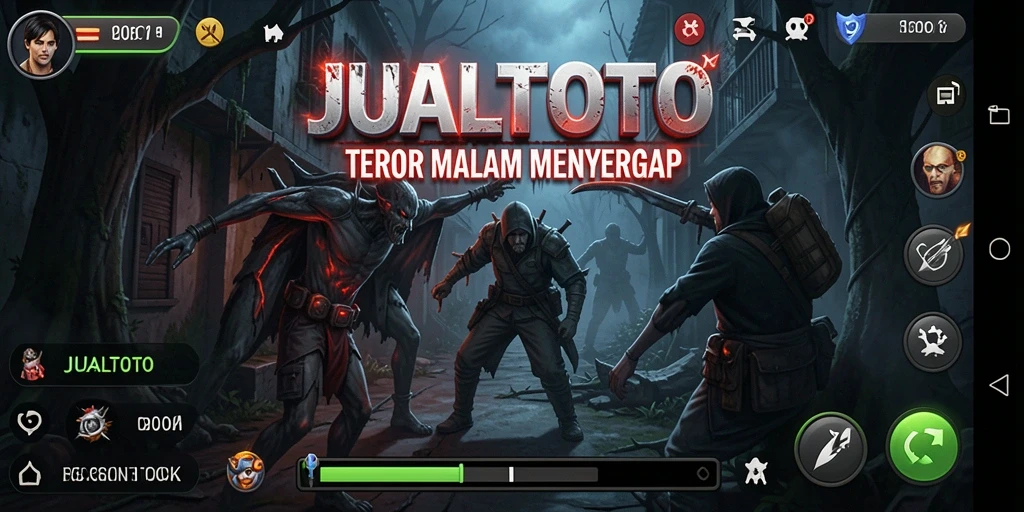 Screenshot gameplay menakutkan dari JUALTOTO dengan nuansa gelap.