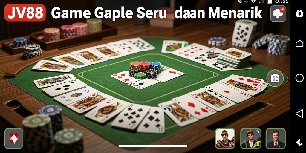 Tampilan gameplay seru dalam permainan Gaple JV88.
