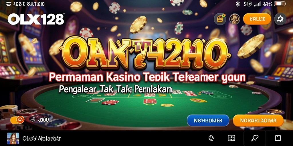 Screenshot utama OLX128 menunjukkan tampilan gameplay kasino yang menarik.
