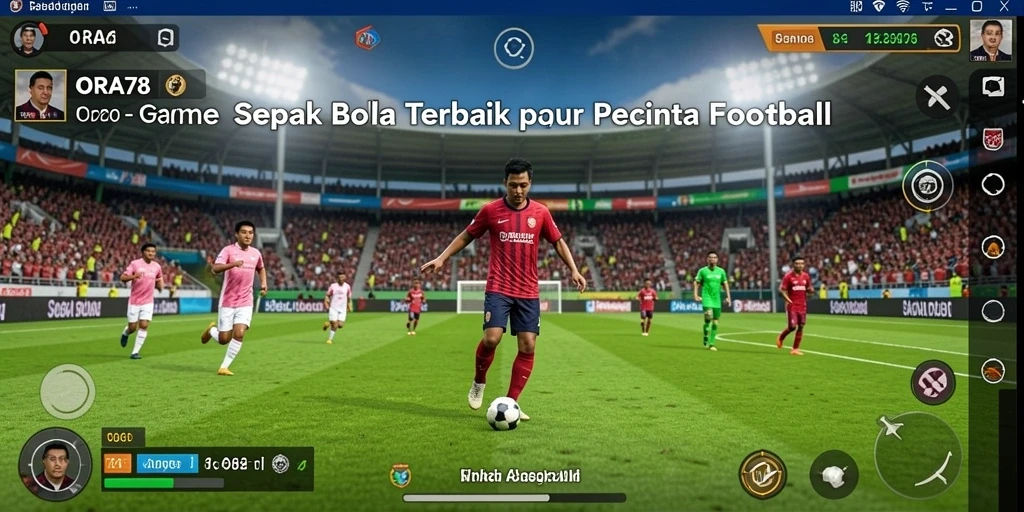 Tampilan gameplay ORA78 yang memukau dengan aksi sepak bola nyata.