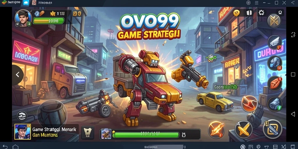 Tangkapan layar gameplay OVO99 menampilkan pertempuran strategi yang mendebarkan.