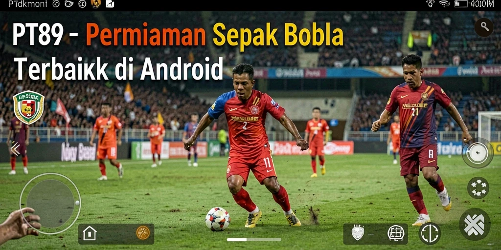 Screenshot PT89 menunjukkan aksi seru dalam pertandingan sepak bola.