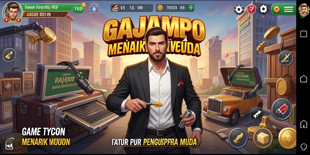 Screenshot gameplay RAJAMPO yang menampilkan dinamika bisnis.