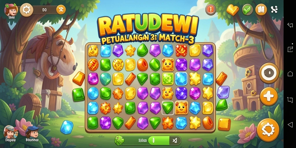 Screenshot gameplay dari RATUDEWI menunjukkan aksi seru permainan Match-3.