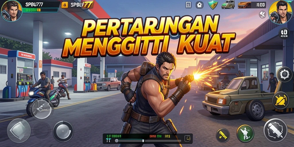 Tangkapan layar menampilkan aksi pertarungan yang seru di SPBU77.
