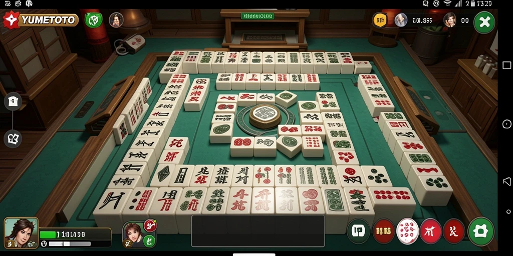 Tampilan gameplay YUMETOTO yang menarik dan penuh strategi Mahjong.